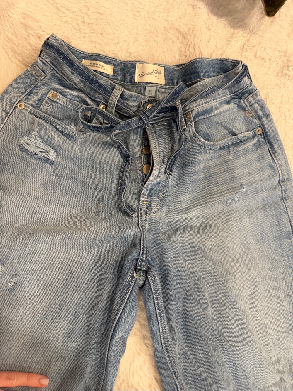 Universal Thread Mid Rise 90s Baggy Jeans Button Fly Tie Belt SIZE 4 - Picture 3 of 8
